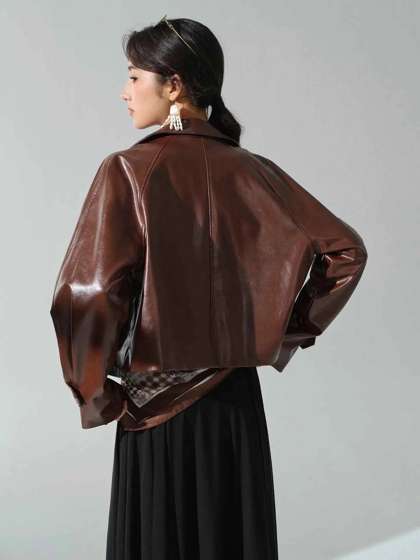 Chic Hong Kong Style PU Leather Moto Jacket