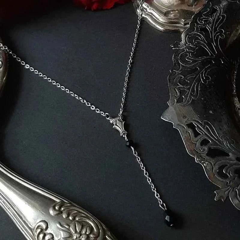 Gothic Elegant Crystal Victorian Rosary Necklace