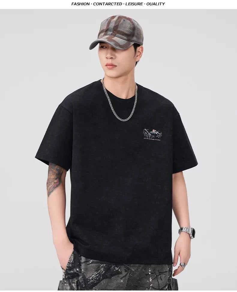 Breathable Black Round Neck Casual T-Shirt