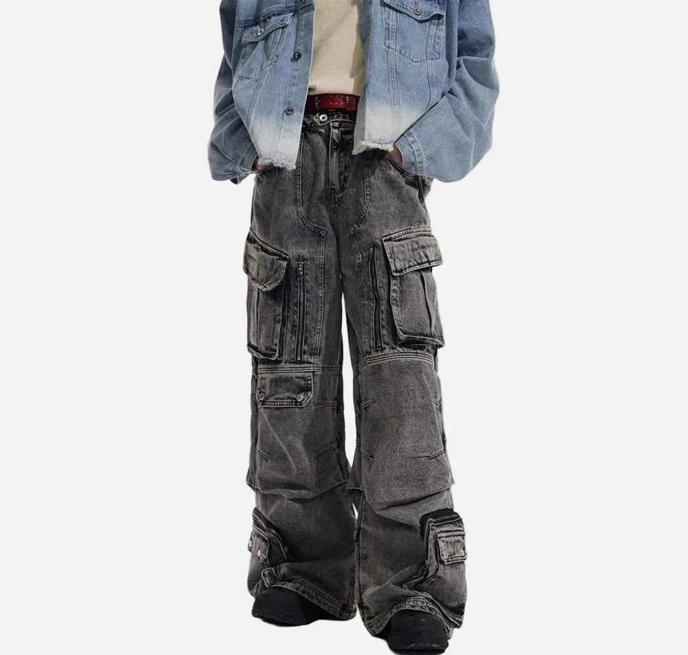 Y2K Gothic Japanese Style Wide Leg Cargo Jeans