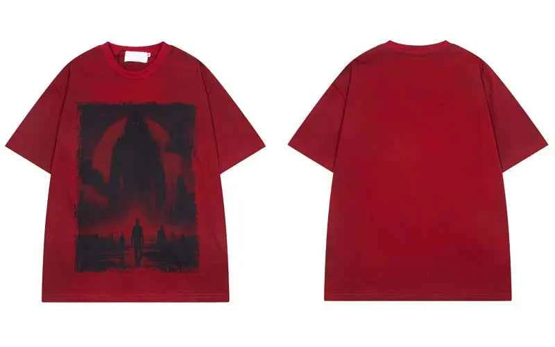 Plush Shadow Graphic Printed Punk Gothic T-Shirt