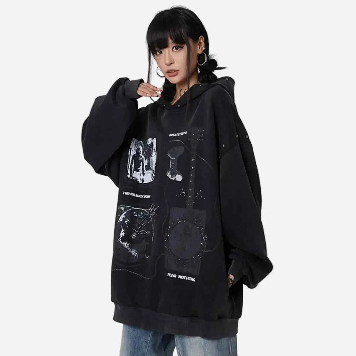 Y2K Oversized Hip Hop Couple Loose Hoodie
