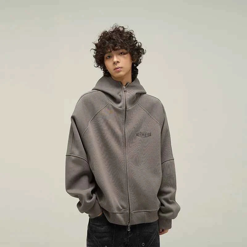 Punk Oversized Letter Embroidered Stand Sweatshirt
