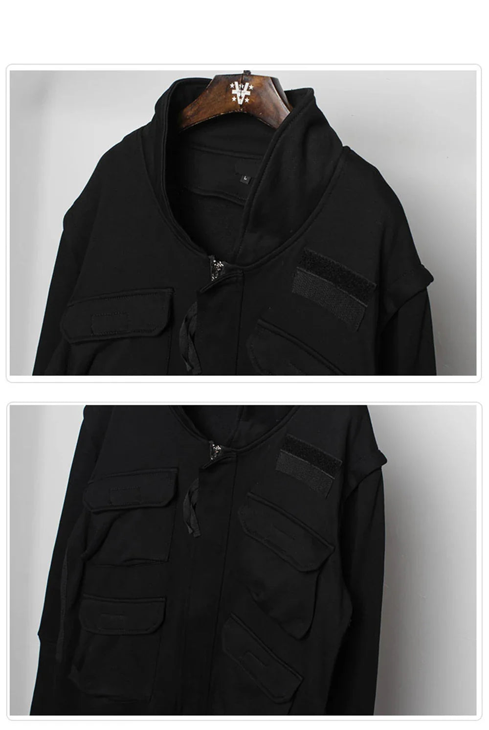 Blackish Gothic Long Trench Multi Pocket Coat