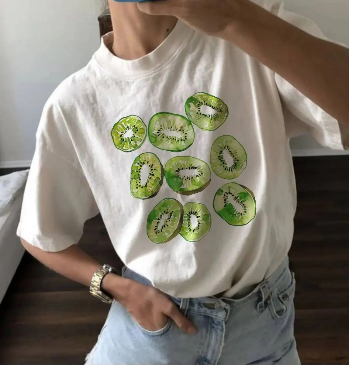 Women Cool Retro Fruit Print Casual T-Shirt - Luxuryurbanwear