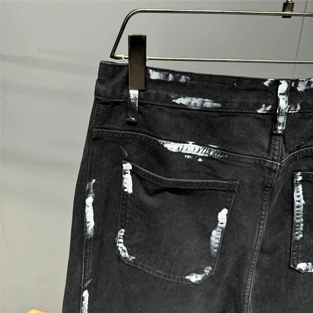 Ebony Black Splash Paint Style Pants