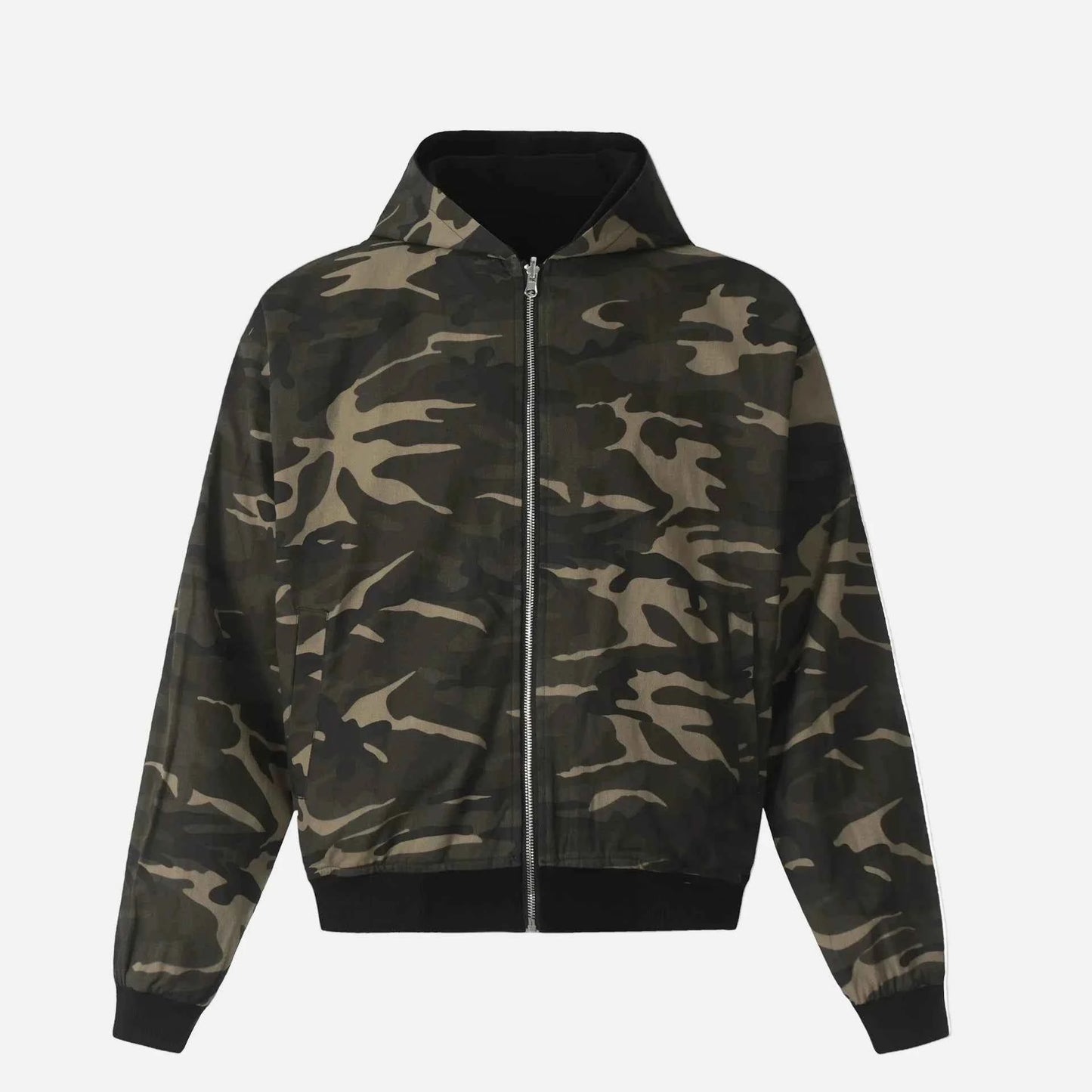 Double Sided Camouflage Zipper Hooded Sweatshirt