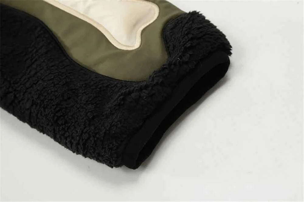 Winter Warm Skeleton Patchwork Fleece Puffer Jacket