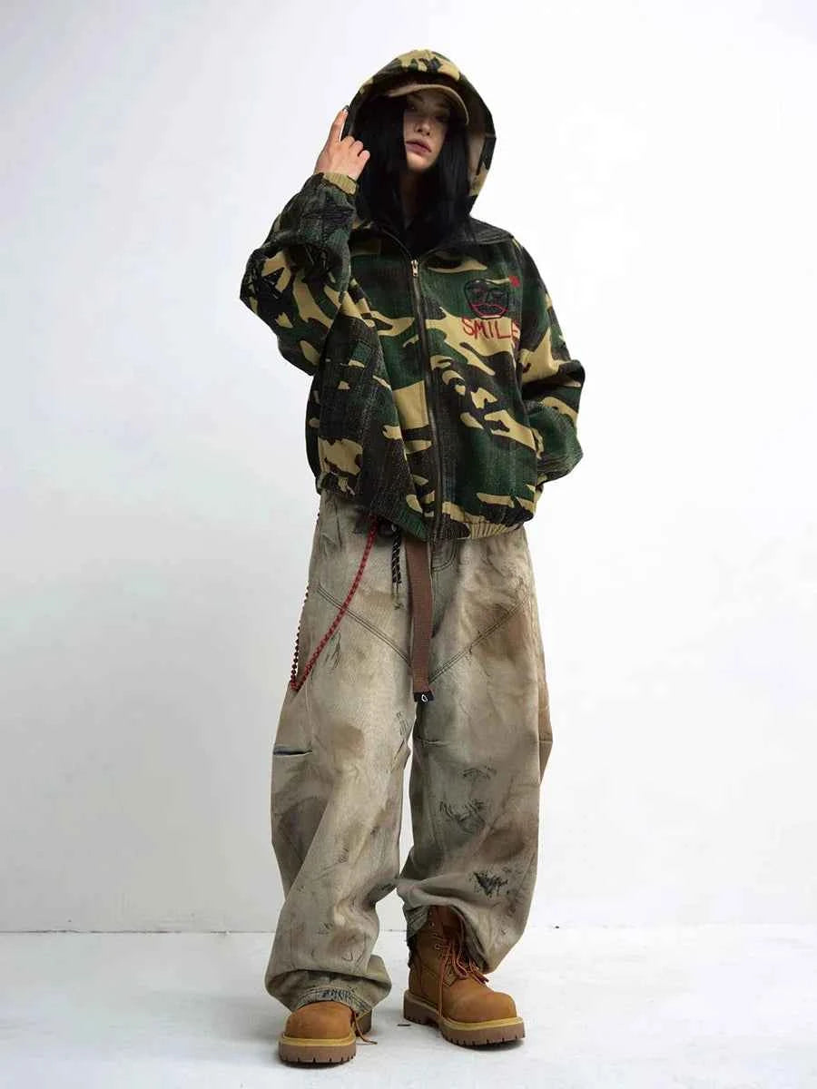 Streetwear Plush High Rise Wide Leg Jeans