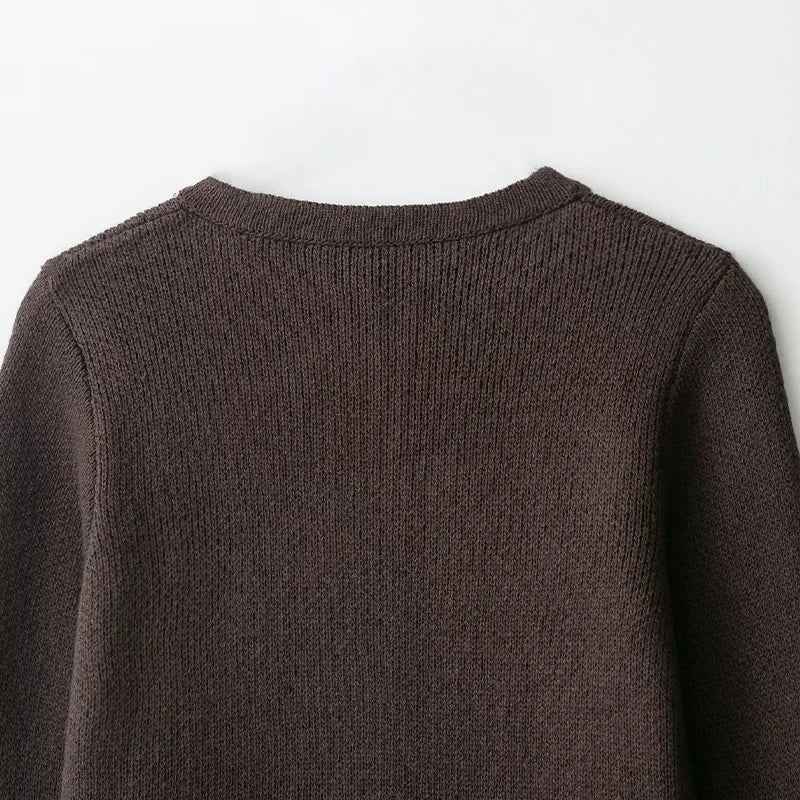 Perfect Fit Taseel Coffee O-Neck Collar Knitted Cardigan