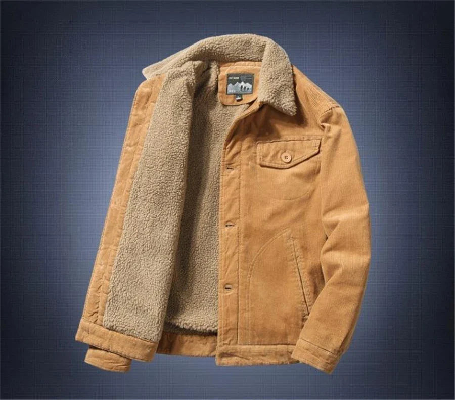 Corduroy Button Up Fleece Jacket