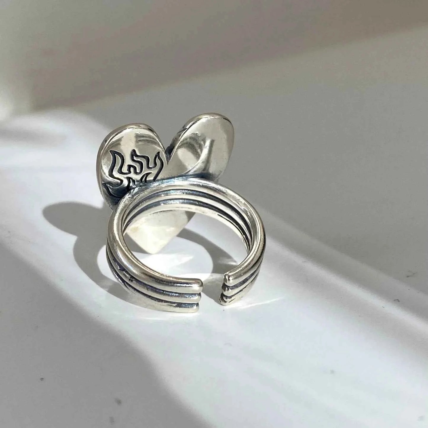 Vintage Thai Silver Heart Bandage Ring