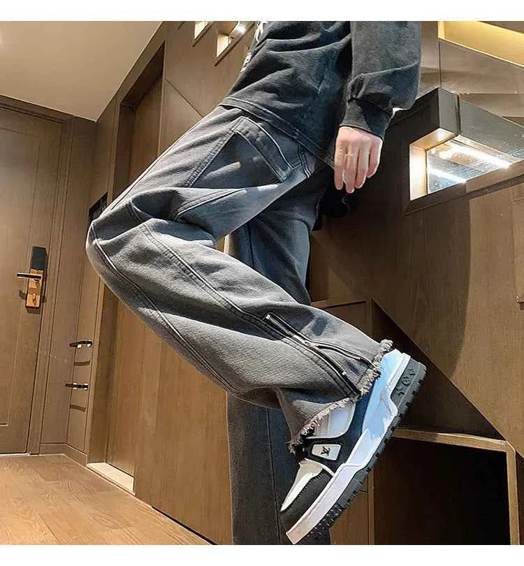Men's Trendy Streetwear Zipper Denim Jeans