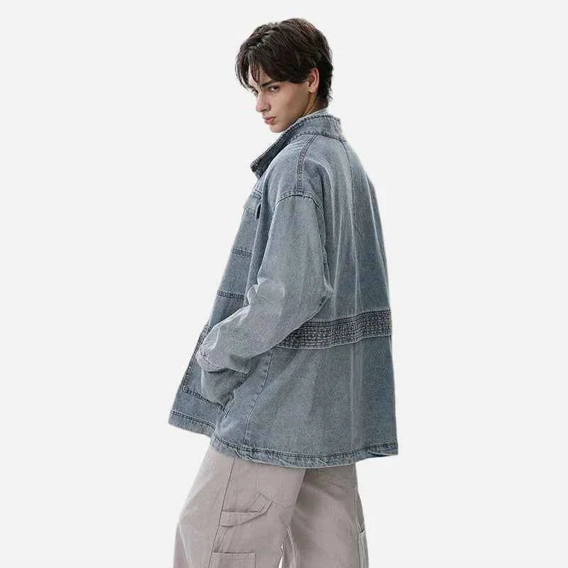 Y2K Flattering Style Loose Cargo Denim Jacket