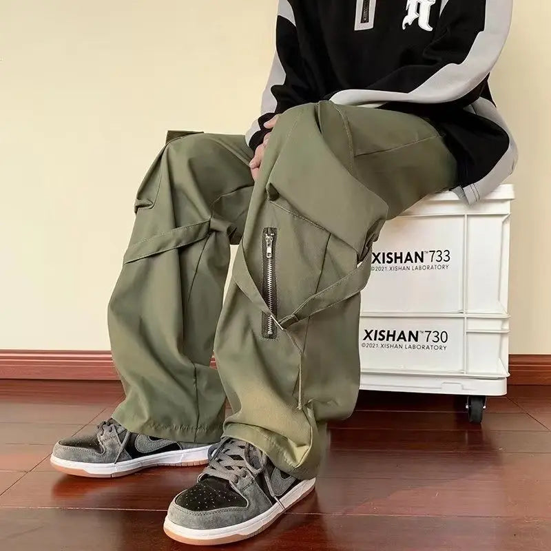 Zipper And Strap Loose Style Pant