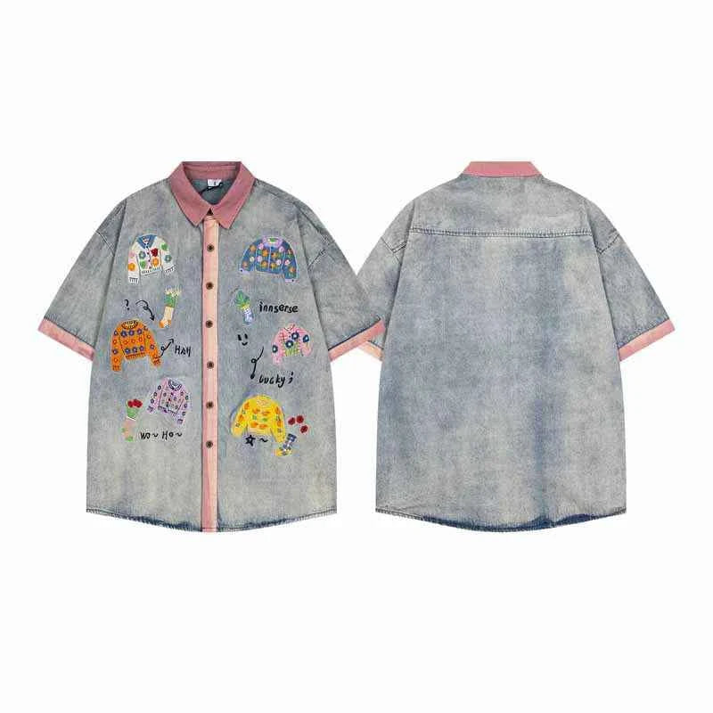 Retro Breathable Button-Up Washed Denim Shirt
