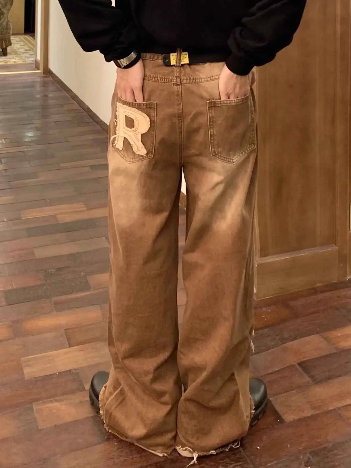 2000s Style Patchwork Wide Leg Jeans