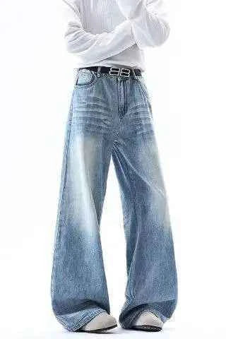 High-Quality Gradient Washed Straight Tube Jeans