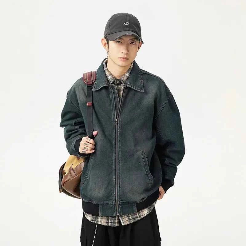 Fashionable Retro Stylish Zipper Splice Jacket