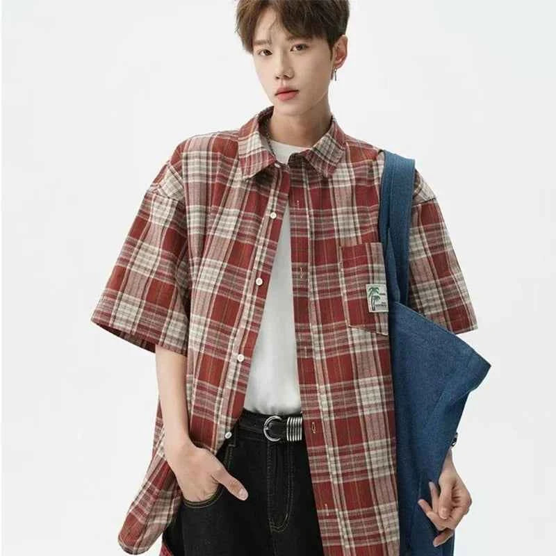 Men's Cool Plaid Short Sleeve Pocket Vintage Shirt