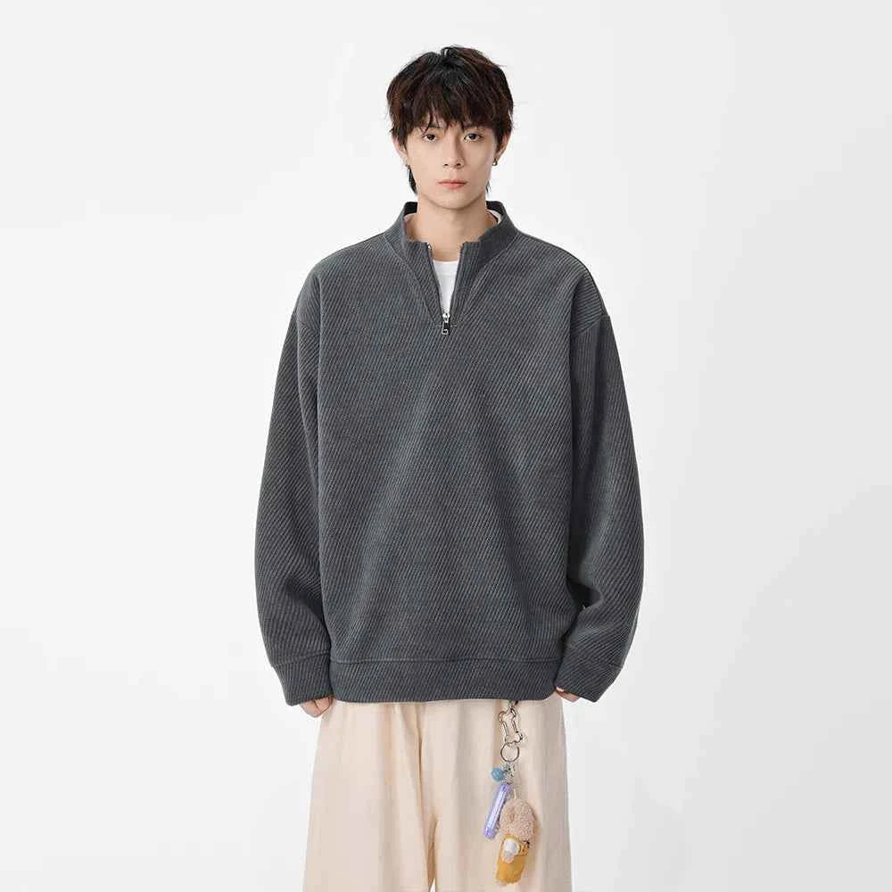 Cozy Textured Quarter Zip Sweatshirt