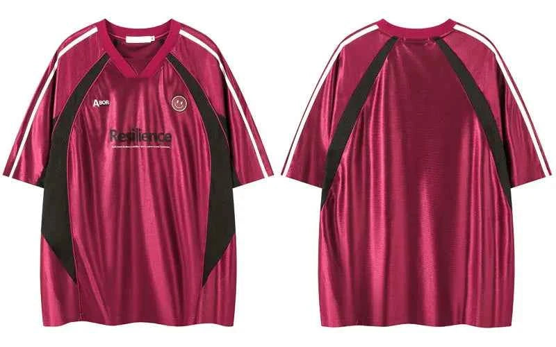 Streetwear Graphic Patchwork Mesh Jersey Sport T-Shirt