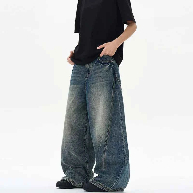 Men's Retro Vintage Wide Leg Denim Jeans