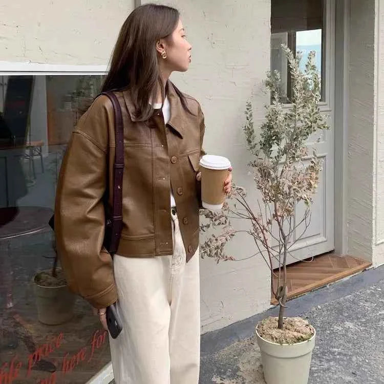 Women Winter Comfort Retro Leather Jacket