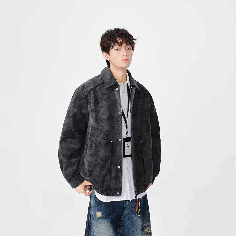 Winter Stylish Distressed Button-Up Leather Jacket