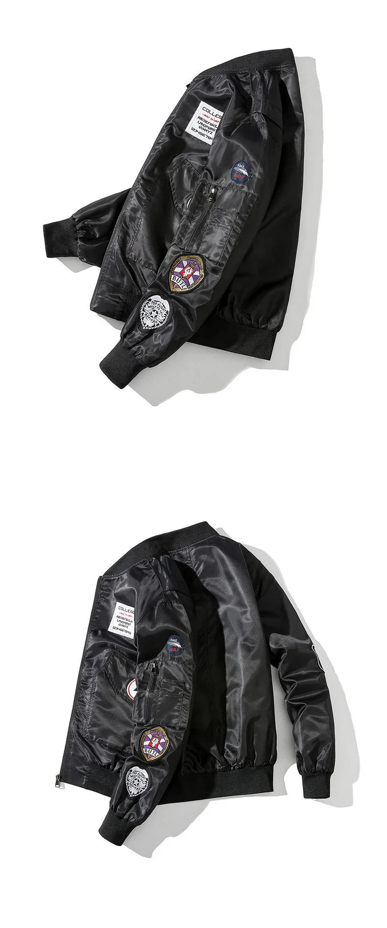 Retro Letter Embroidered Elastic Waist Jacket