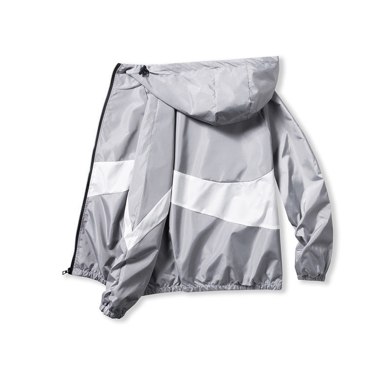 Horizontal Broad Stripe Zipper Hoodie