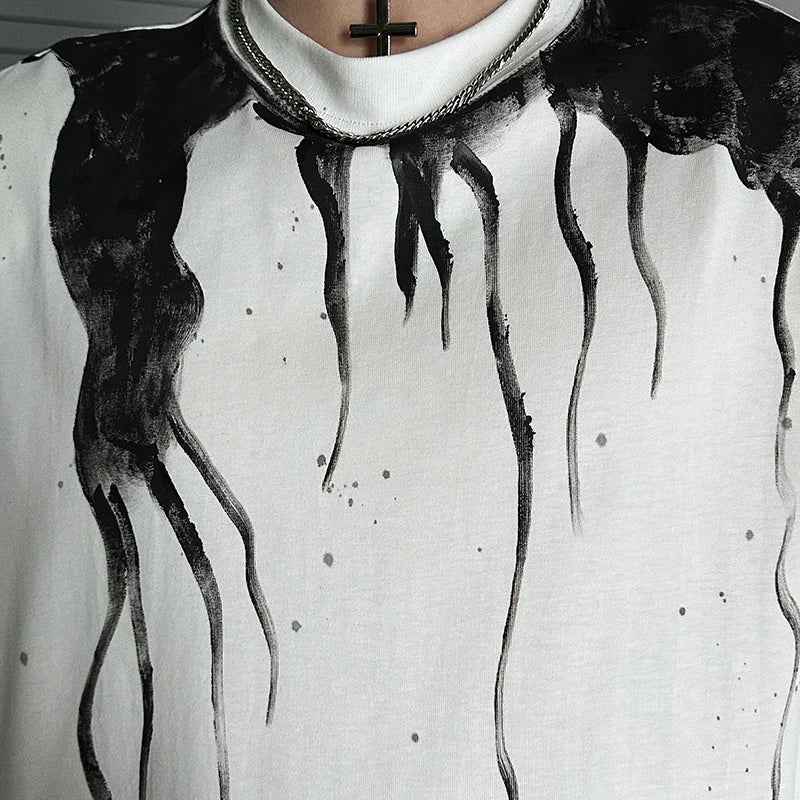 Ink Splash Round Collar Casual T-Shirt