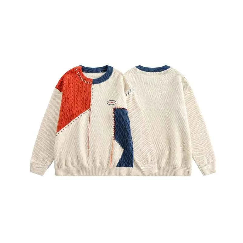 Elevated Cozy Color Block Patchwork Knit Sweater