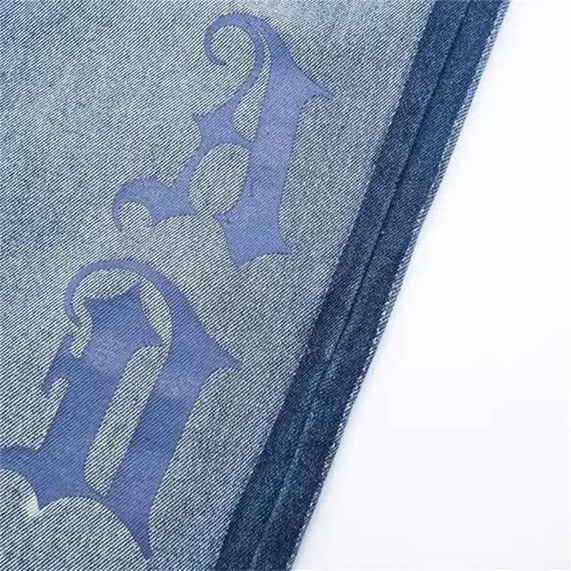 Streetwear Blue Goth Letter Print Cool Jeans