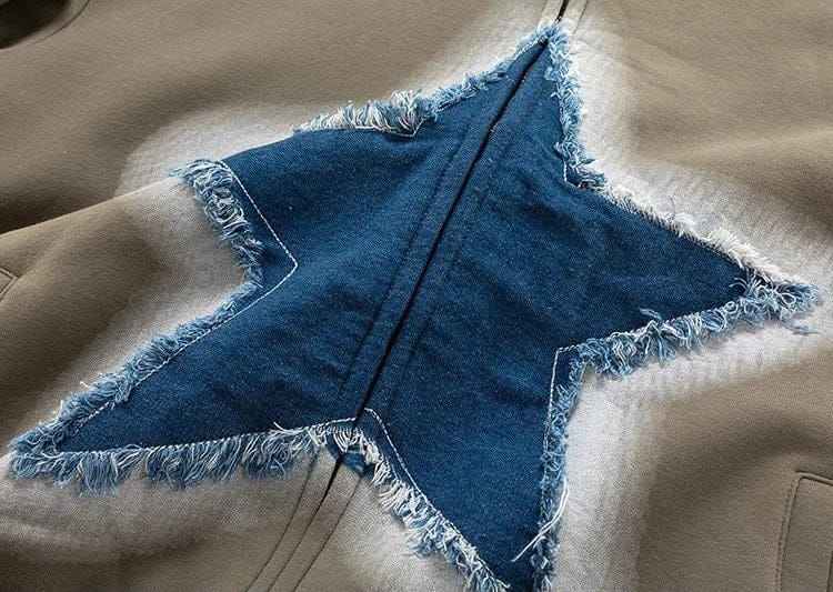 Zip Up Hoodie Patchwork Oversized