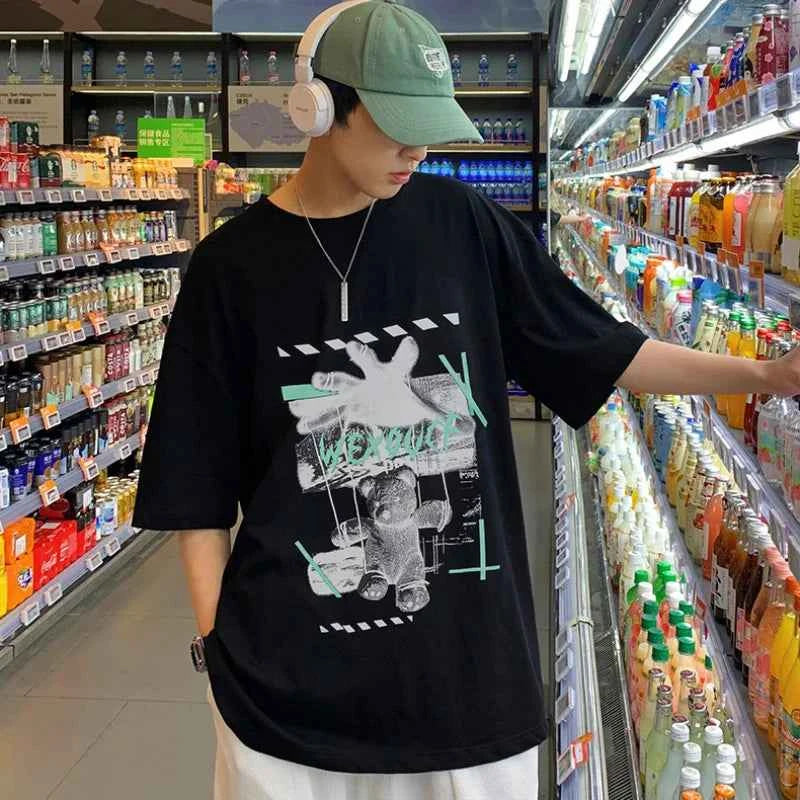 Y2K Stylish Bear Print Loose Fit T-Shirt