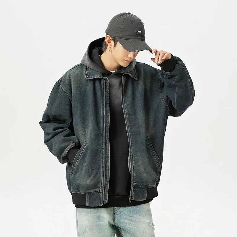 Fashionable Retro Stylish Zipper Splice Jacket