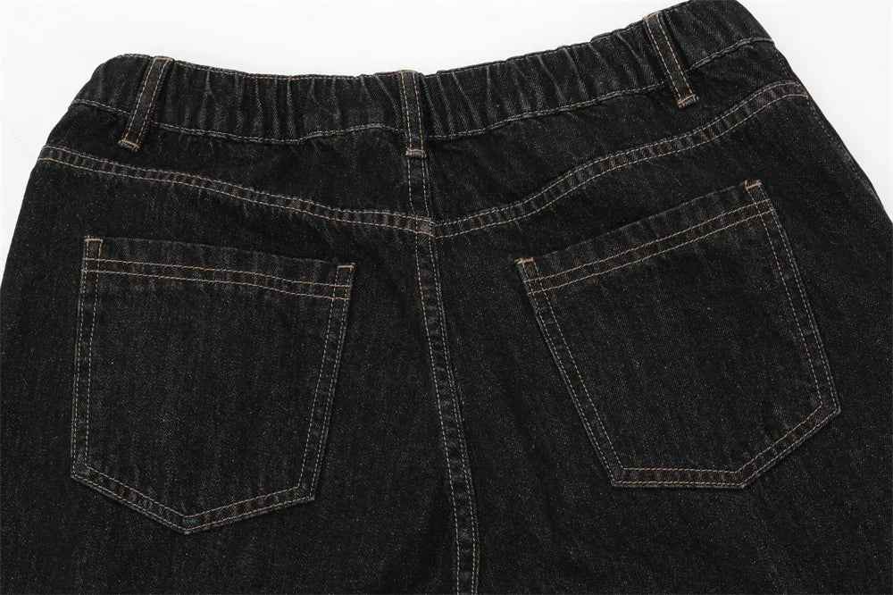 Streetwear Cool Patchwork Loose Fit Denim Short