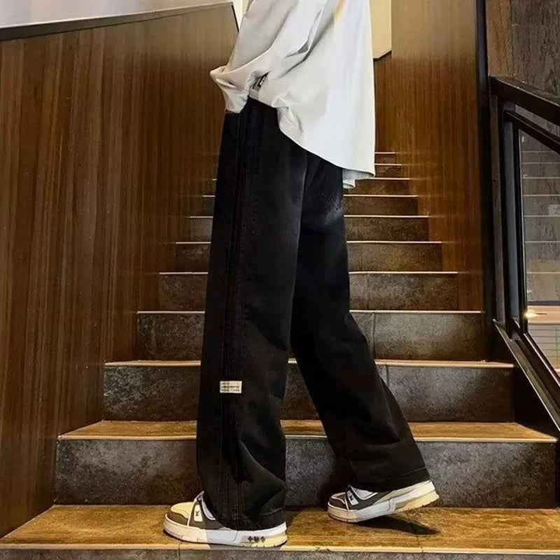 Classic Hip Hop Side Stripe Straight Leg Jeans