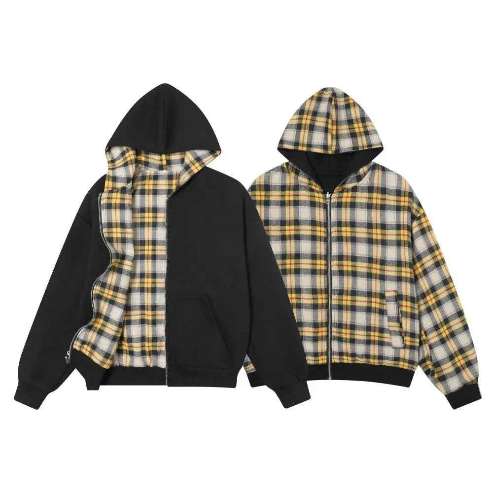 Y2K Trendy Reversible Hip Hop Hooded Sweatshirt