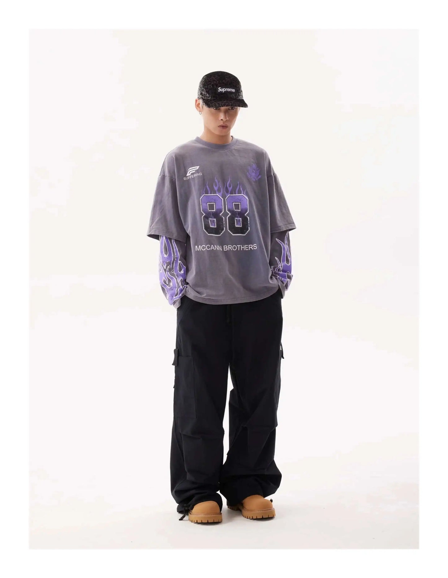 Vintage American Style Letter Print Long Sleeve T-Shirt - Luxuryurbanwear