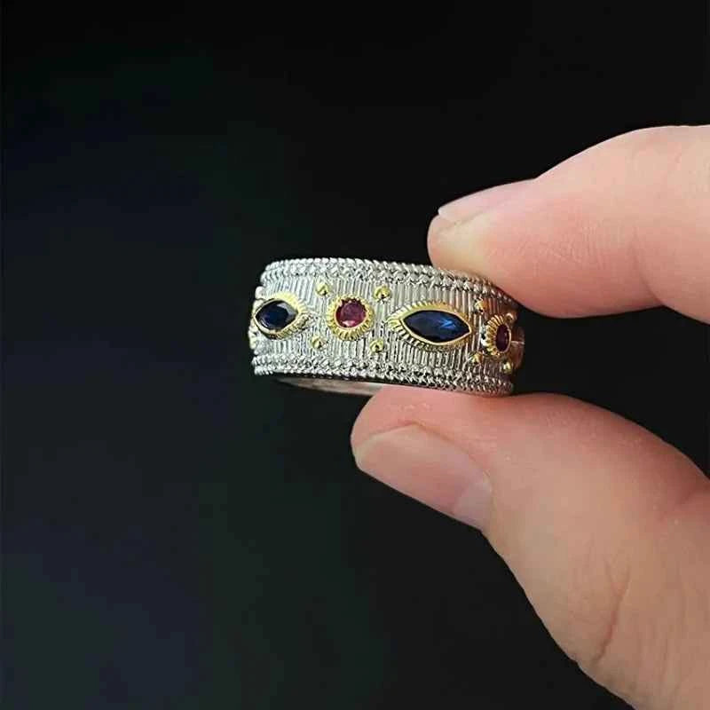 Creative Multicolor Zircon Stripe Open Ring