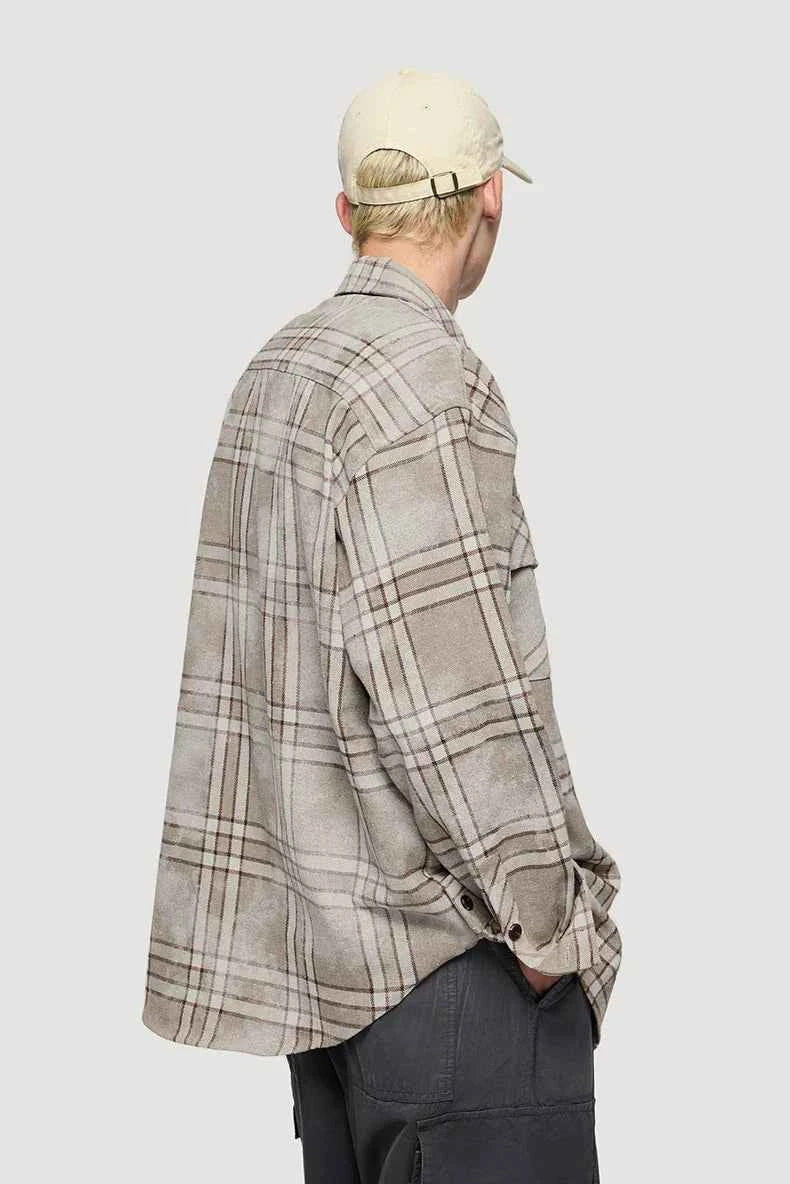 Vintage Plaid Oversized Long Sleeve Shirt