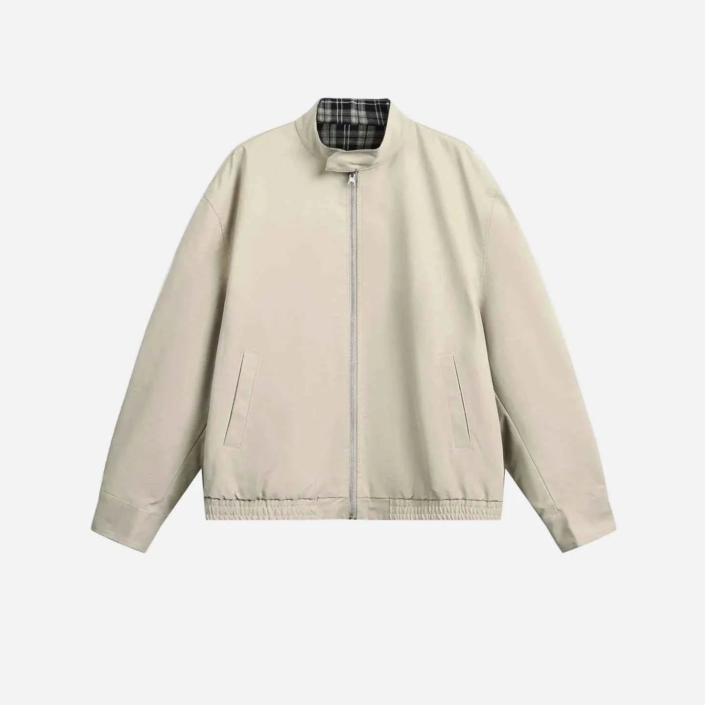 Versatile Reversible Plaid Harrington Jacket