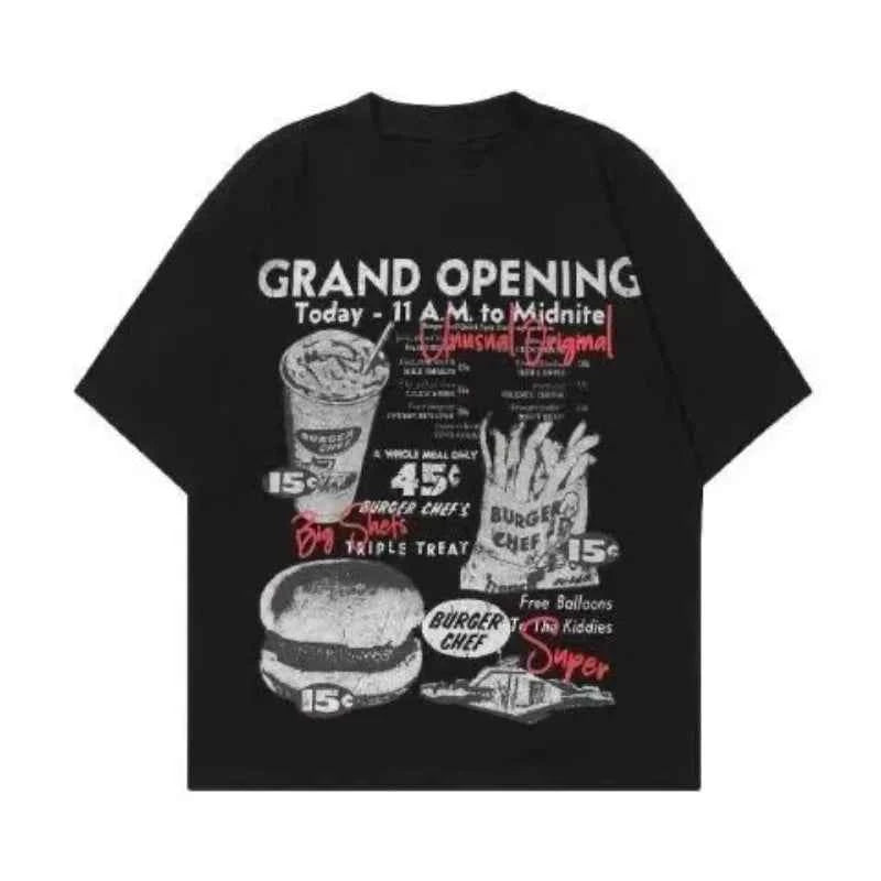 Vintage American Retro Hand-Drawn Short-Sleeve T-Shirt