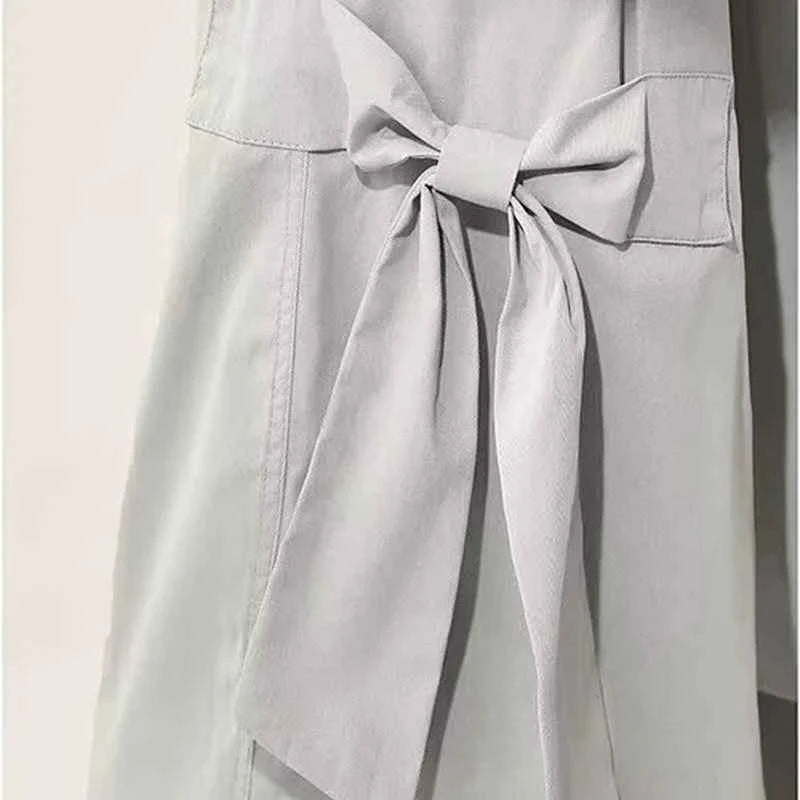 Women Elastic High Waist Gray Cargo Pants