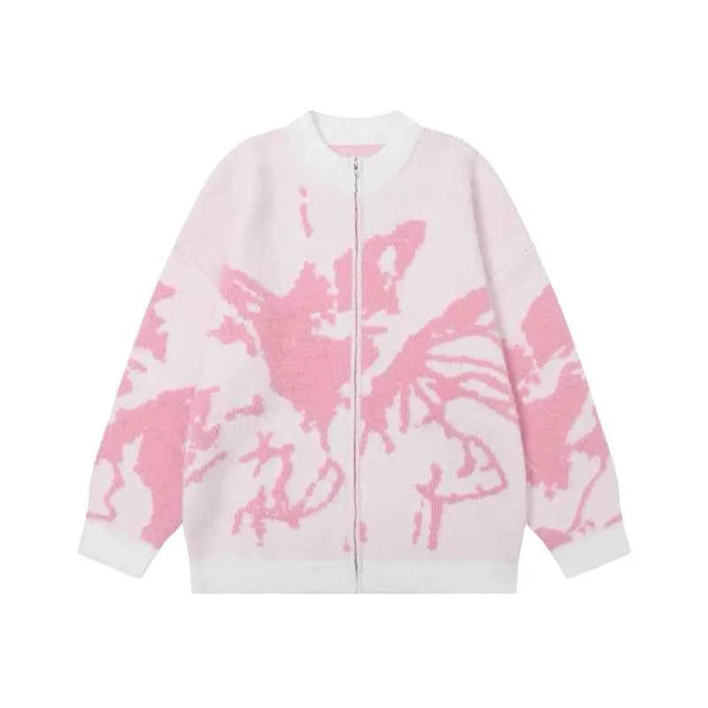 Butterfly Pattern Cool Ripped Knitted Cardigan