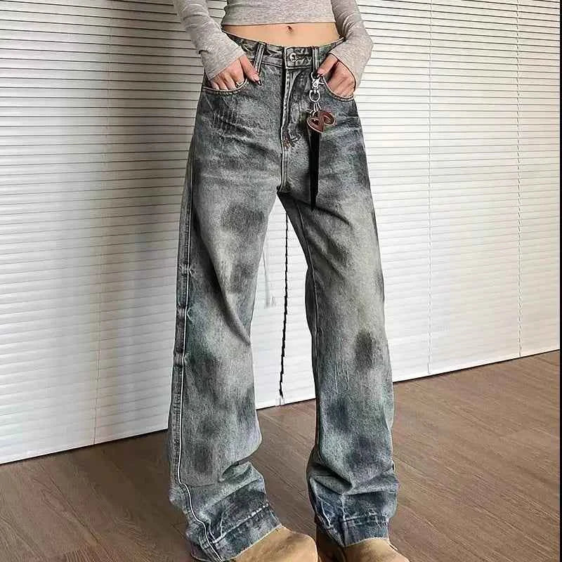 Streetwear Stylish Retro Vintage Straight Leg Jeans