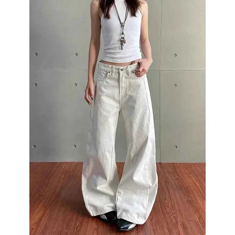 White Vintage High Waist Wide Leg Jeans