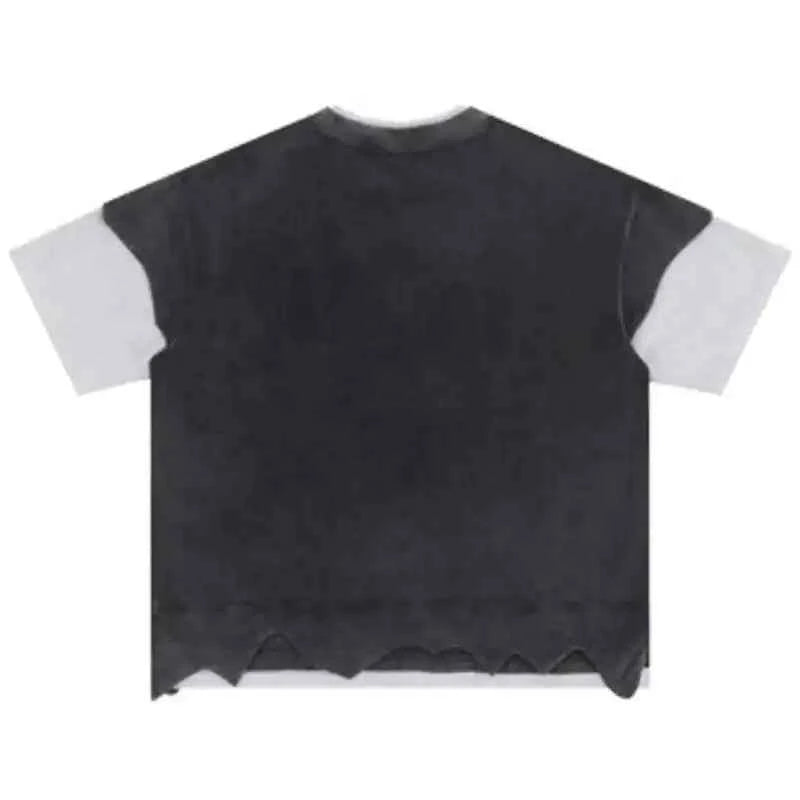 High Street Distressed Patchwork Cotton T-Shirt